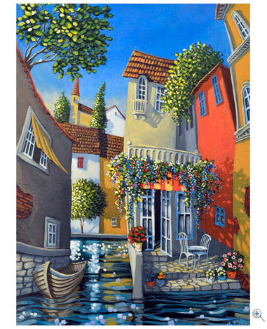 The Flowershop welcome visitors by boat or simply by strolling through the village pathways leading to shop. Each painting tells a story, drawing you closer. 