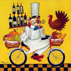 Tim's Cuisine Series, the whimsical Chef on a bicycle doing a balancing act.