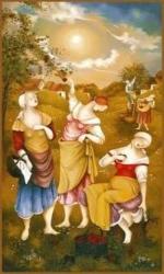 Women picking apples