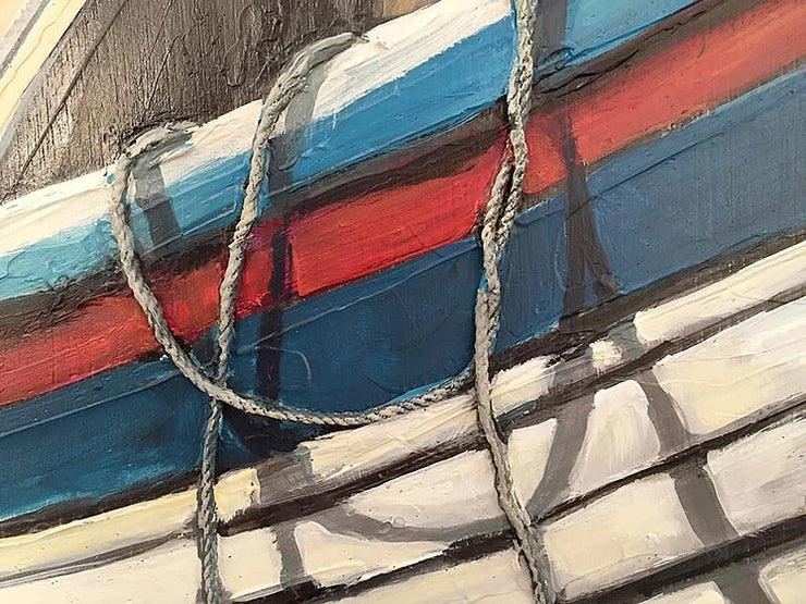 Rope hanging over the boat - closeup