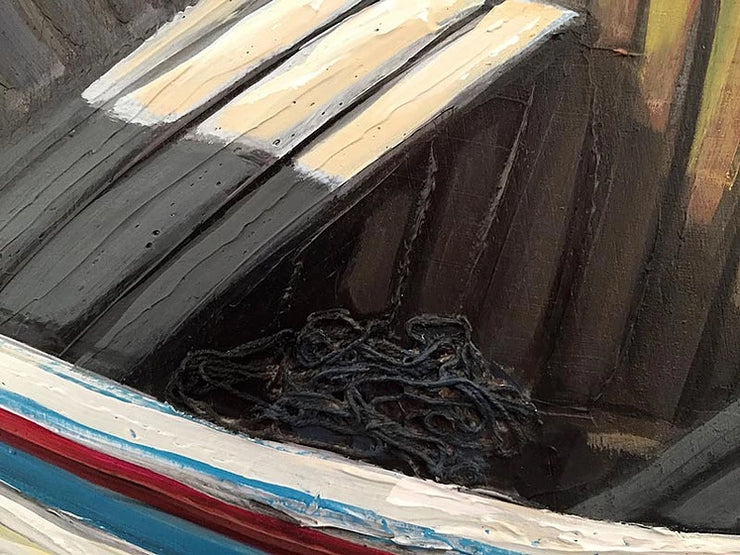 Inside the boat - showing the shadows and textured