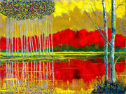Autumn trees reflected in the waters edge