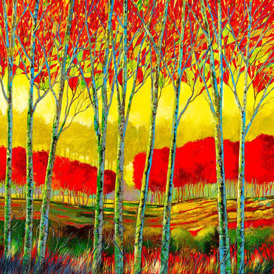 Red topped grove of trees