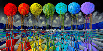 Multi color pom-pom trees