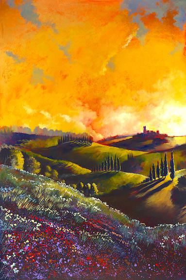 Autumn sky in the valley hills