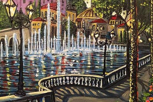 The best of Las Vegas, it's icons - the Welcome Sign, Eiffel Tower, Fountains of Bellagio, Stratosphere Tower. Closeup 1