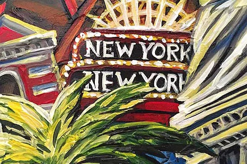 The best of Las Vegas, it's icons - the Welcome Sign, Eiffel Tower, Fountains of Bellagio, Stratosphere Tower. Closeup 5