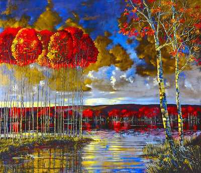 Trees line the water edge