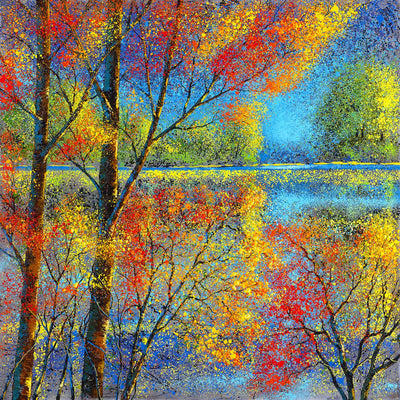 Grove of trees surround the waters edge