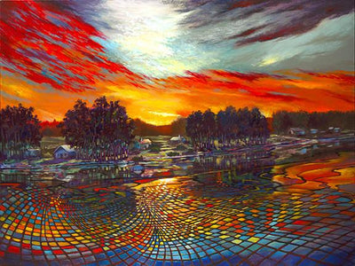 Sunset of a blaze of autumn colors.